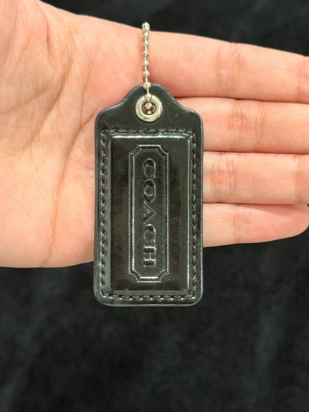 2.5" Y2K Coach Leather Key Fob Keychain Hang Tag Hangtag
